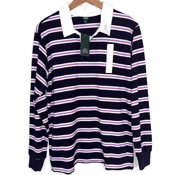 NWT Wild Fable Unisex Striped Oversized Rugby Polo Size Small - Picture 1 of 11